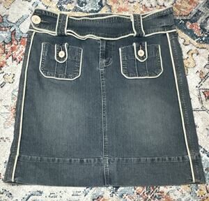 Z. Cavaricci Denim Mini Skirt Size 9 Contrast Stitch Flap Pockets Y2K 2000s